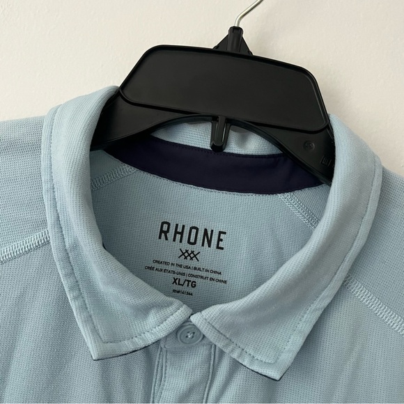 Rhone Delta Pique Polo Short Sleeve Collared Shirt Misty Blue XL - Picture 5 of 7